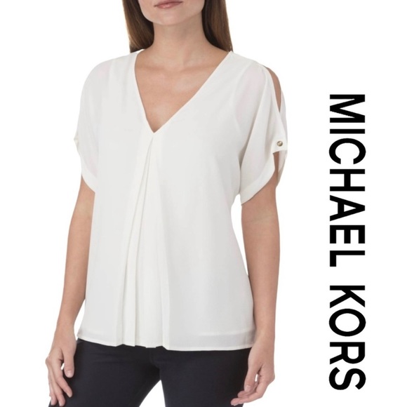 Michael Kors Tops - Michael Kors Textured Crepe Cold Shoulder Top